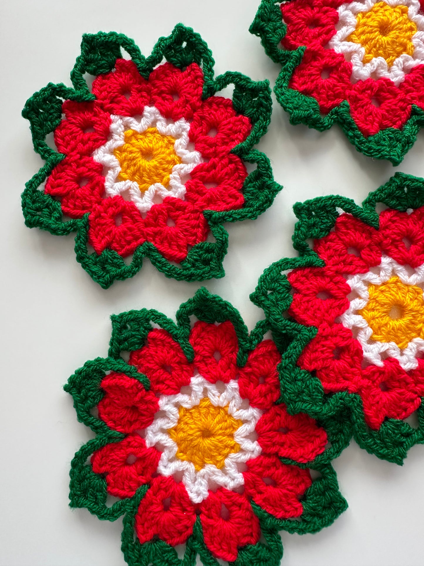 Set of 4 Poinsettia Coasters
