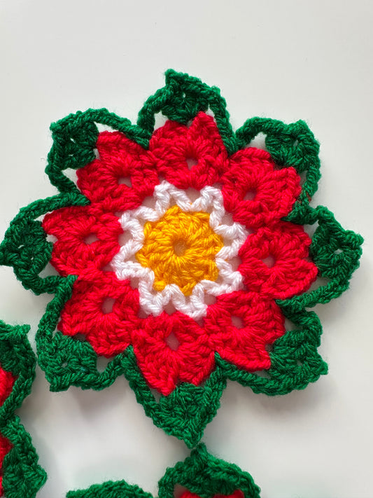 Set of 4 Poinsettia Coasters