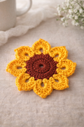 Handmade Crochet Sunflower Coaster