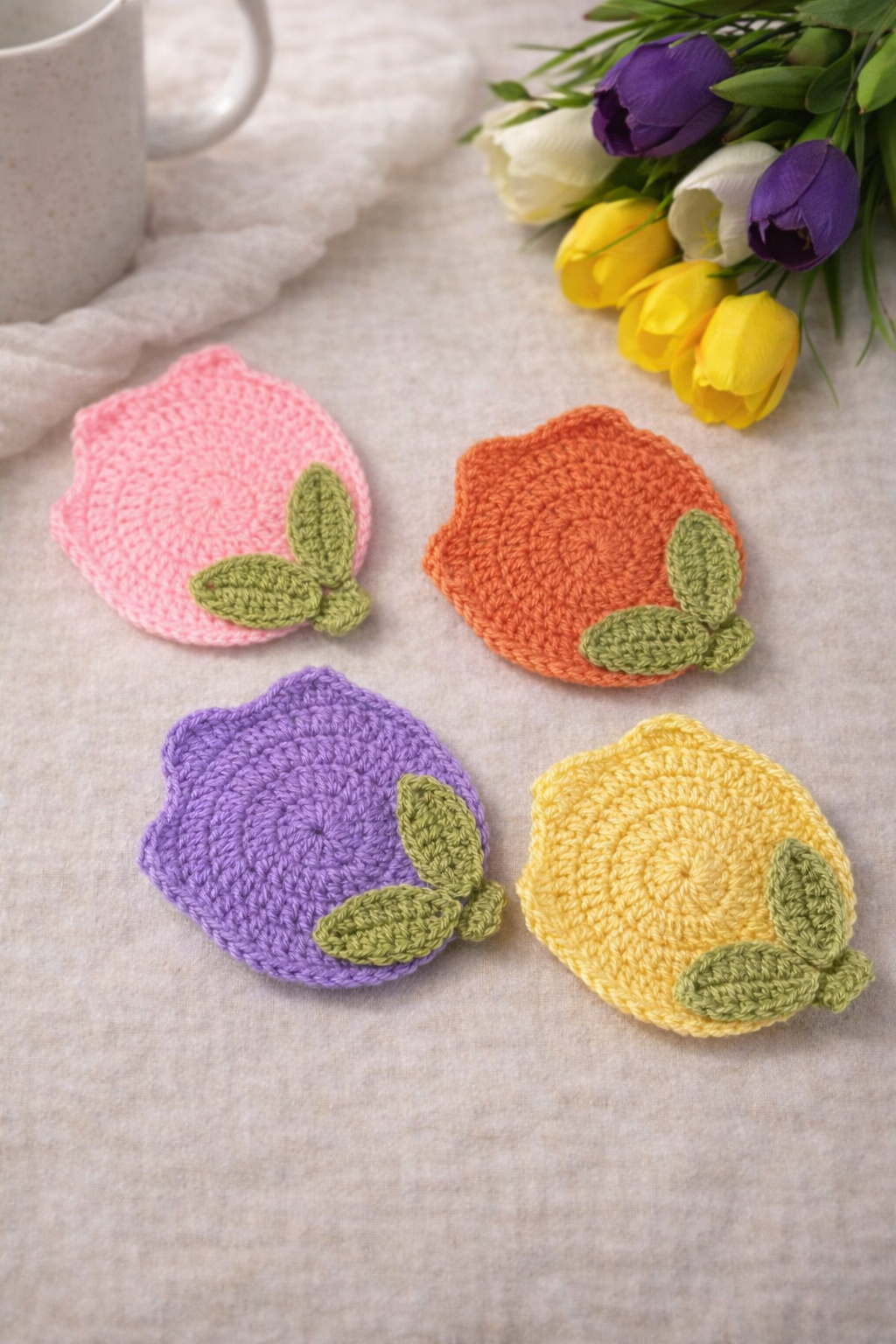 Handmade Crochet Tulip Coaster