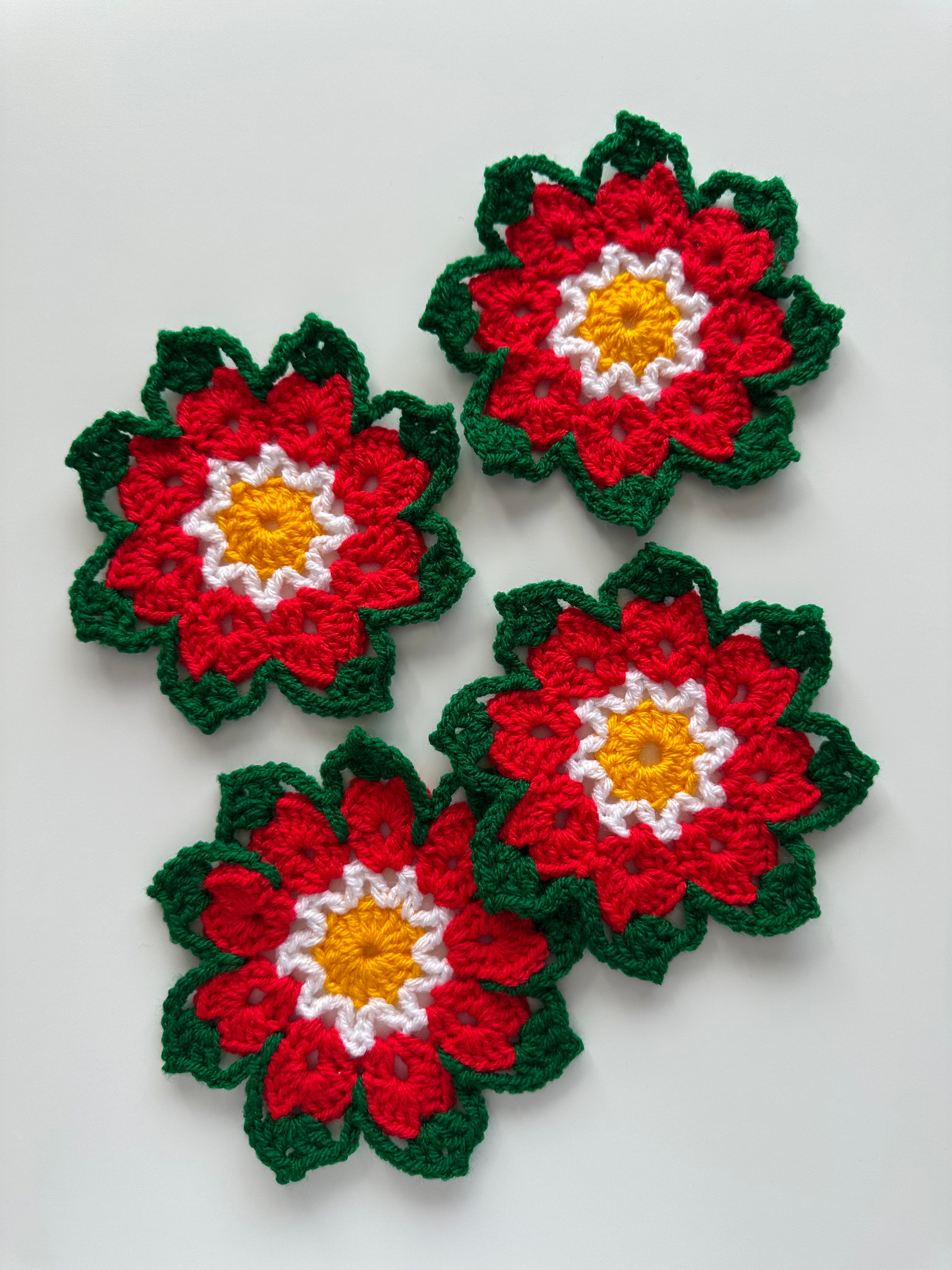 Poinsettia Crochet Coaster