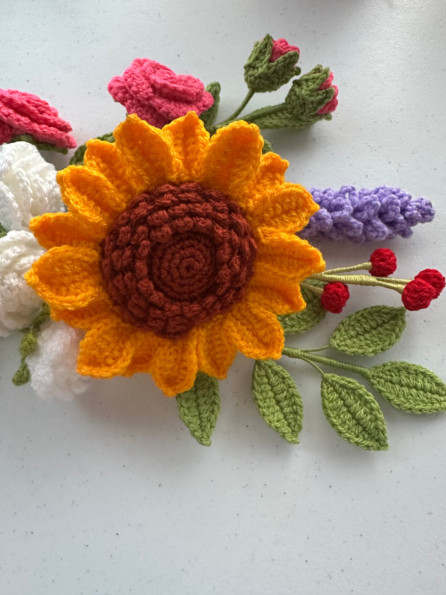 Golden Meadow Crochet Flower Bouquet - Handmade Autumn Gift